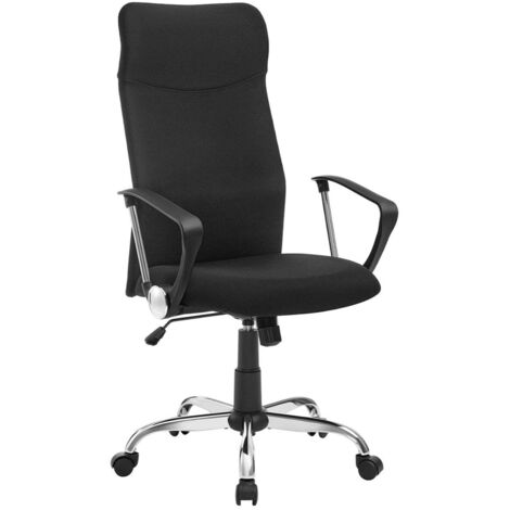 Silla de oficina ergonómica tapizada giratoria asiento de tela altura regulable mecanismo de inclinación carga 120 kg negro 120005875 (1/5)