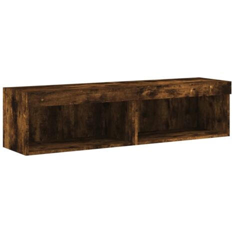 Mueble TV multimedia Estantería TV Aparador TV Comedor Salón Dormitorio con luces LED 2 piezas Roble ahumado 60 x 30 x 30 cm Marrón 020028868 (1/5)