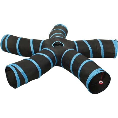 Túnel para gatos de 5 vías 25 cm poliéster negro y azul 020005160 (1/5)