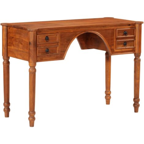 Escritorio mesa de trabajo mueble ordenador estudio con cajones 110 x 50 x 76 cm madera maciza de acacia marrón 020023463 (1/5)