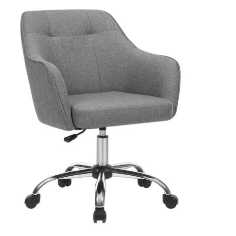 Silla de oficina giratoria cómoda asiento ergonómico regulable en altura carga 120 kg estructura de acero tela imitación lino para oficina gris 120005879 (1/5)