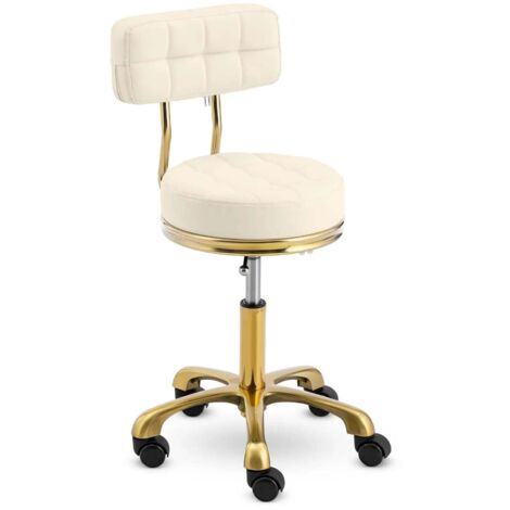 Taburete con ruedas y respaldo 150 kg aluminio PVC contrachapado espuma sintética beige dorado 140010112 (1/5)
