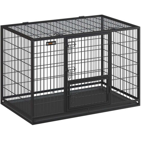 Jaula para perros resistente de 107 x 70 x 749 cm para perros grandes y medianos a prueba de escapes doble puerta extraíble fácil de limpiar parque para perros XL negro 120004772 (1/4)