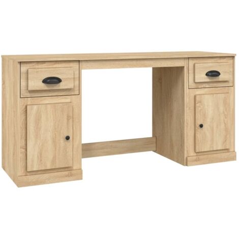 Escritorio mesa estación de trabajo mueble ordenador estudio con armario madera de ingeniería roble sonoma marrón 020023387 (1/5)