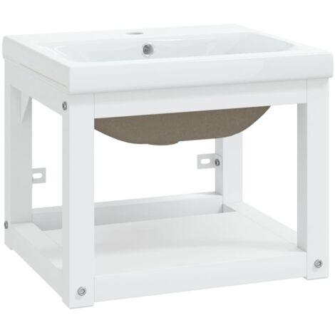 Marco para lavabo de baño con lavabo encastrado 40 x 38 x 31 cm hierro blanco 020006773 (1/5)