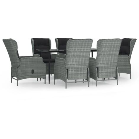 Conjunto de comedor de jardín de 7 piezas gris claro resina trenzada 020014358 (1/5)