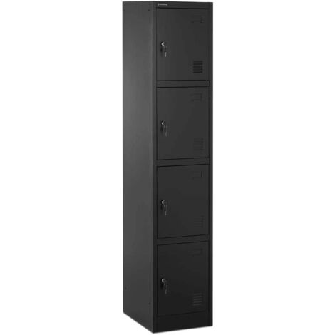 Taquilla metálica con 4 compartimentos y estantes con cerradura 80 kg acero antracita negro 140008549 (1/5)