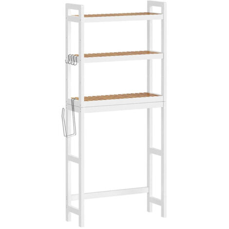 Estante para inodoro de bambú de 3 niveles organizador de baño con estantes ajustables capacidad de carga de 15 kg por nivel fácil montaje color blanco 120006592 (1/4)
