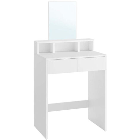 Tocador con espejo grande mesa de maquillaje con 2 cajones y 3 compartimentos rincón de belleza estilo moderno blanco 120005152 (1/3)