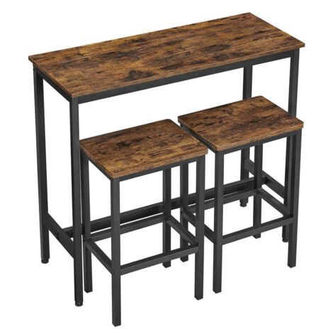 Conjunto de mesa de comedor mesa alta y sillas de bar mesa alta y taburete 100x40x90 cm estructura de acero estilo industrial marrón 120005430