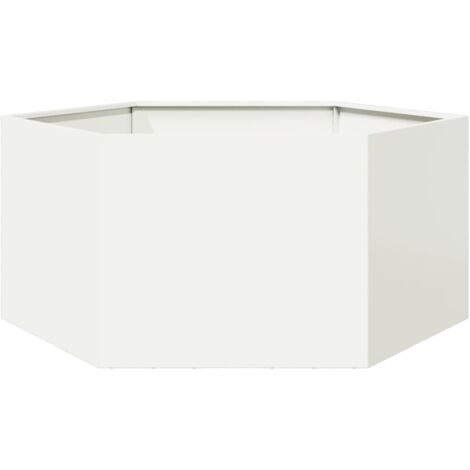 "Macetero bancal elevado plantas flores terraza jardín hexagonal 104 x 90 x 45 cm acero blanco 020038631" (1/5)