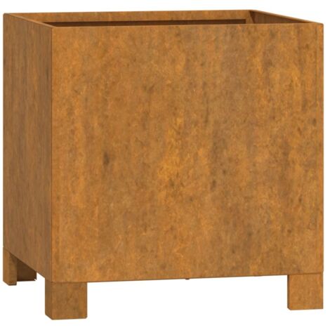 Macetero bancal elevado plantas flores terraza jardín con patas oxidadas 32 x 30 x 33 cm acero corten marrón 020038178 (1/5)