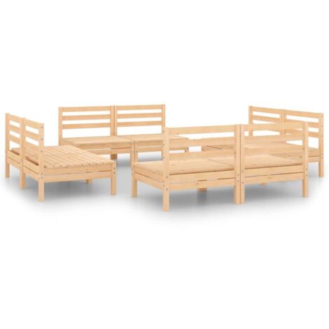 "Muebles de jardín muebles de exterior juego de muebles 8 piezas madera maciza de pino 020017822" (1/5)