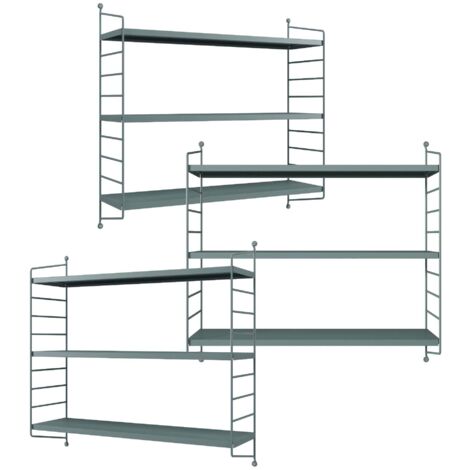 Juego de 3 estantes de pared mueble de almacenaje moderno 50 x 60 x 15 cm acero gris 030009784 (1/5)