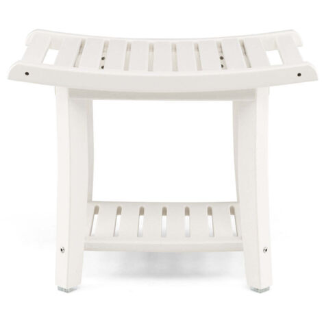 Taburete de baño 60,5 x 34 x 48 cm antideslizante 2 niveles ergonómico moderno blanco HDPE 200014185