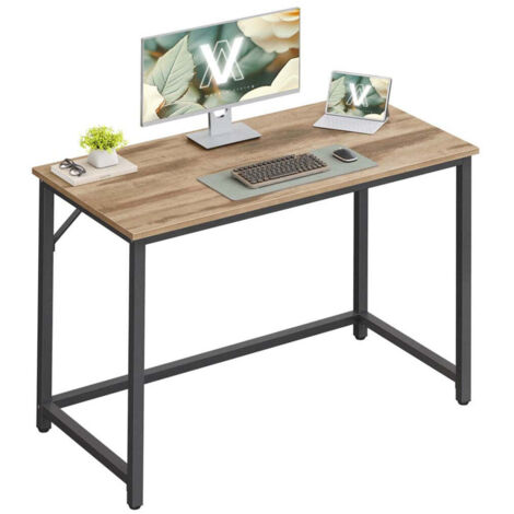 Escritorio pequeño/puesto de trabajo 100 x 50 x 75 cm para oficina salón dormitorio montaje sencillo metal estilo industrial marrón 120004686 (1/5)