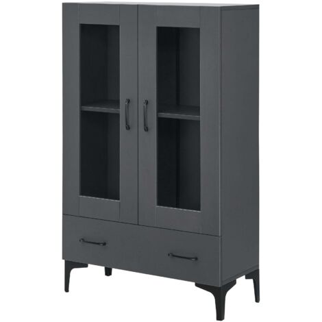 Estantería/armario con vitrina 115 x 70 x 31 cm gris oscuro 030008941 (1/5)