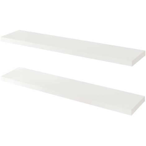 Juego de 2 estantes de pared mueble de almacenaje moderno 100 x 20 x 4 cm blanco 030009739 (1/5)