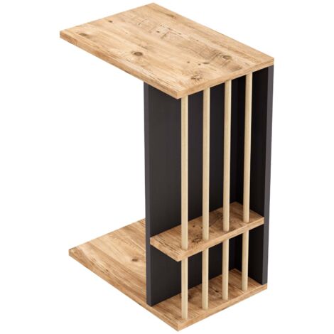 Mesa auxiliar de aglomerado de plástico con efecto madera 44 x 29 x 65 cm efecto madera negra 030010959 (1/3)