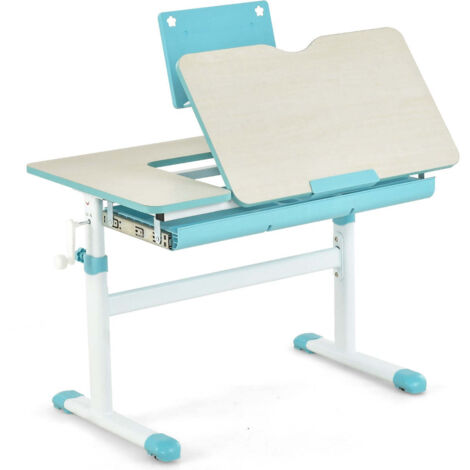 Escritorio infantil regulable en altura 80 x 51,5 x 73 cm soporte inclinable diseño seguro ambiente acogedor metal azul 200010910