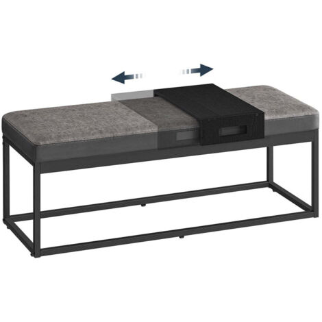 Banco de cama reversible con parte superior 43 x 112 x 40 cm banco zapatero pequeño estante extraíble diseño minimalista estructura de acero capacidad de 300 kg gris 120006077