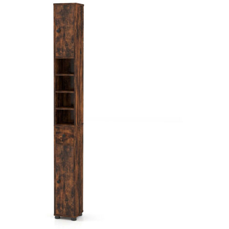 Armario de almacenaje Slim 20 x 20 x 180 cm con estantes regulables para espacios pequeños estilo moderno MDF marrón 200015571