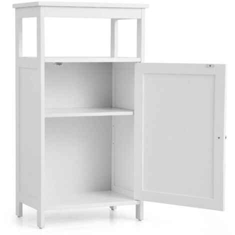 Mueble de baño 45 x 30 x 84 cm con balda regulable y puerta de MDF blanco 200014895