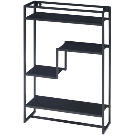 Estantería de diseño atemporal para salón/dormitorio mueble de almacenaje de pared 60 x 40 x 13 cm acero negro 030011300 (1/4)