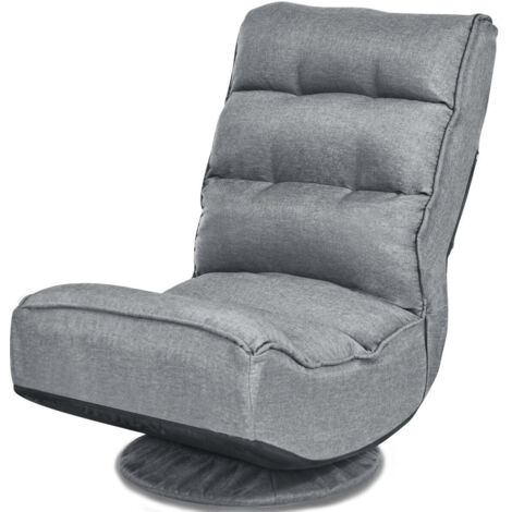 Sillón reclinable plegable y ajustable 59 x 75 x 83 cm base giratoria 360 grados cómodo asiento acolchado gris 200011277 (1/2)