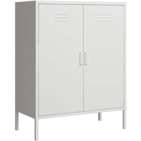 Armario/estante de almacenamiento de acero metálico 102 x 80 x 40 cm blanco mate 030008911