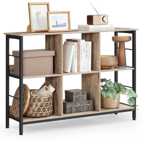 Estantería de 3 niveles estilo industrial 9 cubos para salón oficina recibidor y cocina 33 x 120 x 80 cm marrón 120006399 (1/5)