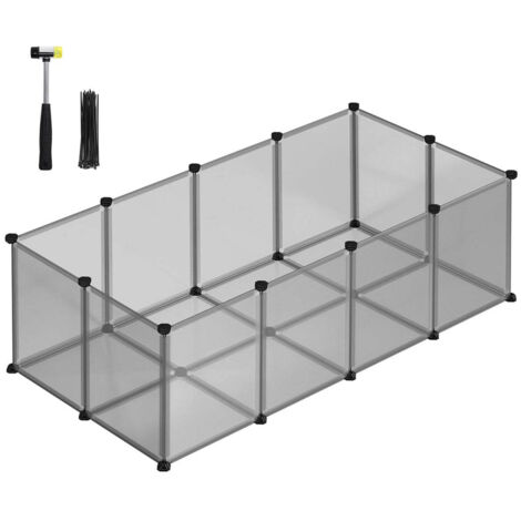 Parque infantil recinto jaula valla con suelo interior de plástico modular para cobayas conejos erizos animales pequeños blanco 120006898