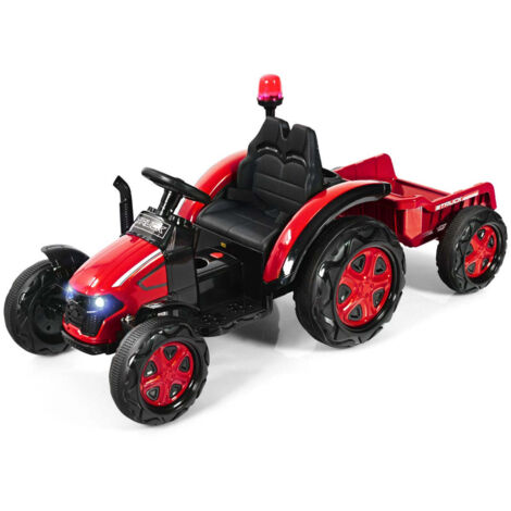 Tractor eléctrico con remolque 151 x 68 x 70 cm velocidad 3-8 km/h música MP3 PP rojo 200014478