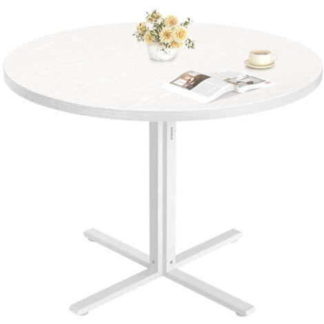 Mesa de cocina redonda para 4 personas estilo rústico superficie resistente al agua 80 cm de diámetro 748 cm de altura para salón blanco nieve 120007680