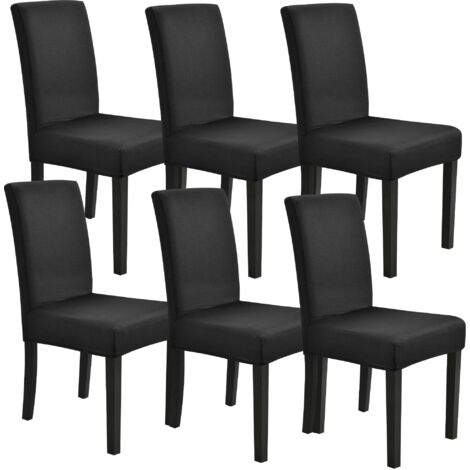 Juego de 6 fundas protectoras elásticas negras para silla 030010667 (1/5)