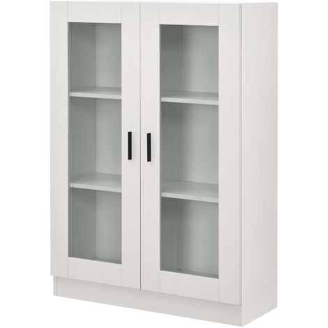 Estantería/armario con vitrina 115 x 80 x 31 cm blanco 030008929 (1/5)