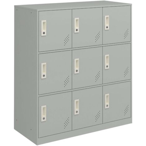 Taquilla metálica de 9 puertas 100 x 90 x 40 cm acero lacado gris claro 030009184 (1/5)