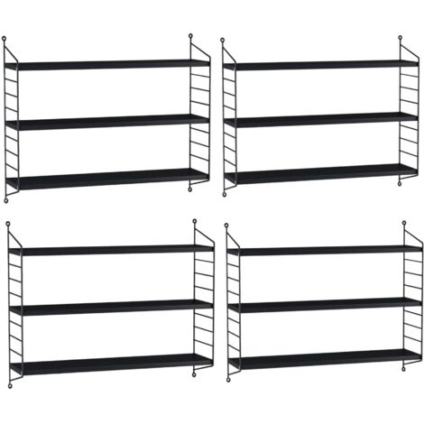 Juego de 4 estantes de pared 50 x 60 x 15 cm acero negro 030009879 (1/5)