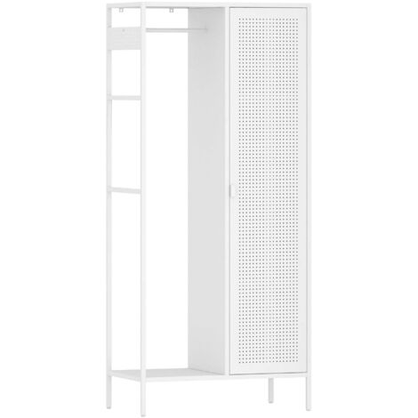 Mueble-estantería para dormitorio 180 x 80 x 45 cm con 4 baldas acero blanco 030008876 (1/5)