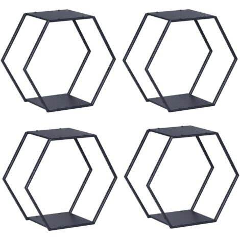 Juego de 4 estantes de pared de acero negro 32 x 37 x 19 cm 030009886 (1/5)