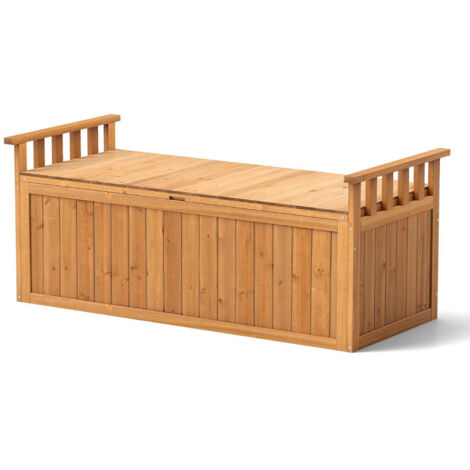 Banco de almacenaje de exterior para 2 personas 128 x 58 x 53 cm cómodo y práctico baúl de almacenaje estilo natural madera 200010571