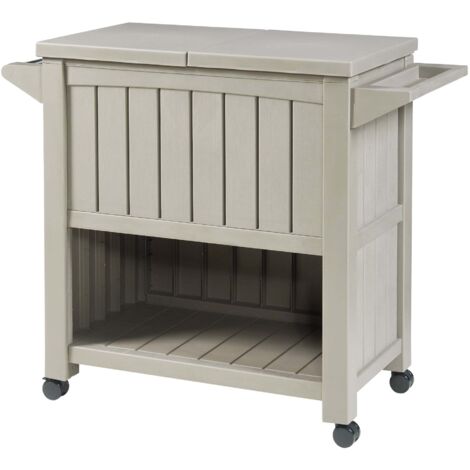 Carrito de servicio mueble de almacenaje para cocina y salón con nevera 102 x 47 x 87 cm aspecto madera beige 030009220 (1/5)
