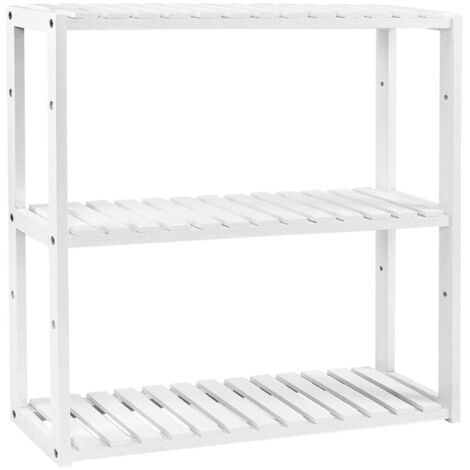Estantería de bambú mueble de almacenaje estantería de pared para baño salón pasillo entrada dimensiones 60 x 15 x 54 cm blanco 120005752 (1/4)