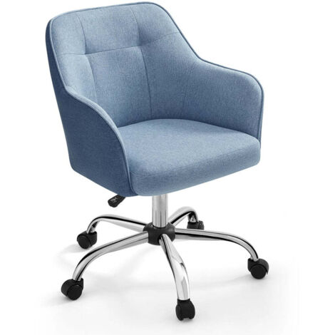 Silla de oficina giratoria cómoda asiento ergonómico regulable en altura capacidad de carga 120 kg estructura de acero tela efecto lino azul 120005884 (1/5)