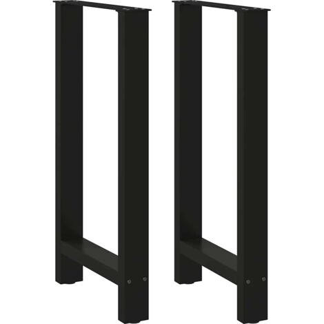 Juego de 2 patas de mesa de bar cuadradas regulables 40 x 90 cm en acero negro 020057564