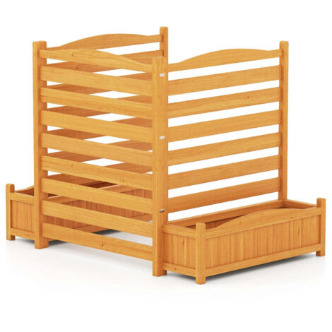 Juego de 3 vallas modulares de privacidad 85 x 85 x 101 cm con jardineras integradas estilo moderno madera amarilla 200017214