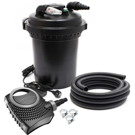 Kit de estanque 12000 litros 11 vatios bomba UVC manguera de 10000 l/h kit de filtración de 10 m (1/5)