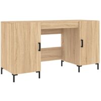 Mesa de escritorio puesto de trabajo mueble para ordenador estudio informático roble sonoma 140 x 50 x 75 cm madera contrachapada marrón 020023643