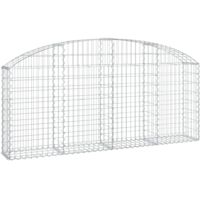 Cerca de jaula de gaviones Muro de contención arqueado 200 x 30 x 80/100 cm hierro galvanizado Plata 020040018