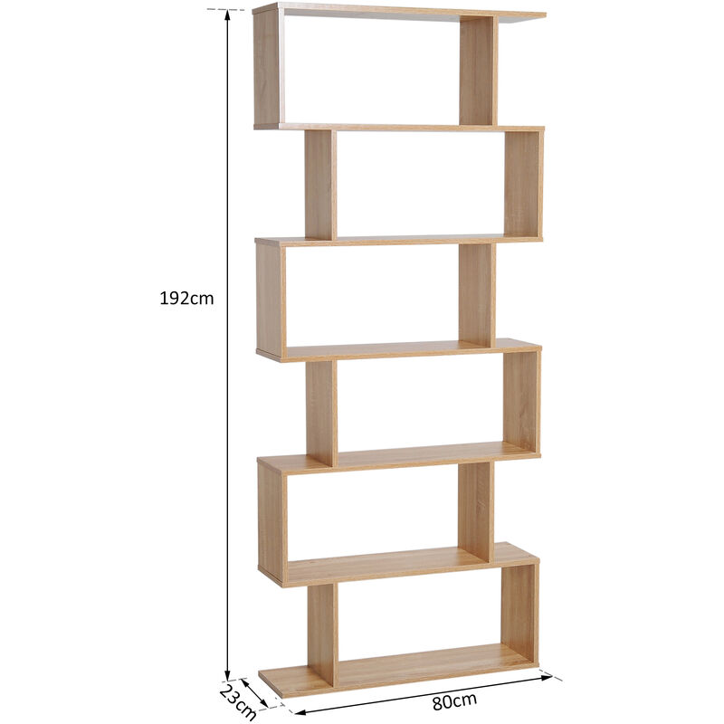 4-Tires Wooden Bookcase S Shape Storage Display Unit Home Décor Furniture